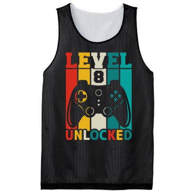 8th Birthday Gaming Gift, Gaming Birthday Level 8 Unlocked Mesh Reversible Basketball Jersey Tank