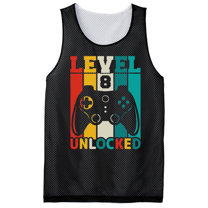 8th Birthday Gaming Gift, Gaming Birthday Level 8 Unlocked Mesh Reversible Basketball Jersey Tank