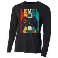 8th Birthday Gaming Gift, Gaming Birthday Level 8 Unlocked Cooling Performance Long Sleeve Crew