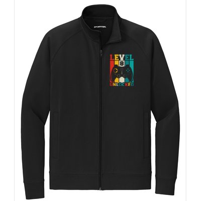 8th Birthday Gaming Gift, Gaming Birthday Level 8 Unlocked Stretch Full-Zip Cadet Jacket