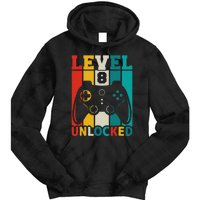 8th Birthday Gaming Gift, Gaming Birthday Level 8 Unlocked Tie Dye Hoodie