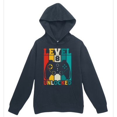 8th Birthday Gaming Gift, Gaming Birthday Level 8 Unlocked Urban Pullover Hoodie