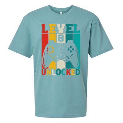 8th Birthday Gaming Gift, Gaming Birthday Level 8 Unlocked Sueded Cloud Jersey T-Shirt