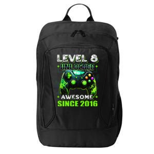 8th Birthday Gamer 8 Year Old Funny Bday Boy Eight Son City Backpack