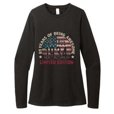 89th Birthday Gift Vintage 1934 89 Years Old Usa Flag Meaningful Gift Womens CVC Long Sleeve Shirt