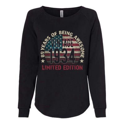 89th Birthday Gift Vintage 1934 89 Years Old Usa Flag Meaningful Gift Womens California Wash Sweatshirt