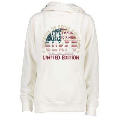 89th Birthday Gift Vintage 1934 89 Years Old Usa Flag Meaningful Gift Womens Funnel Neck Pullover Hood