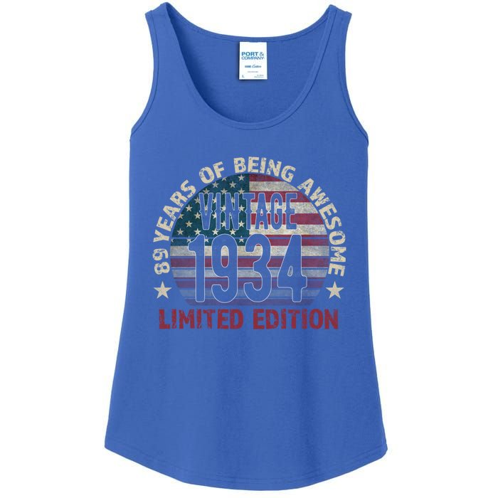 89th Birthday Gift Vintage 1934 89 Years Old Usa Flag Meaningful Gift Ladies Essential Tank