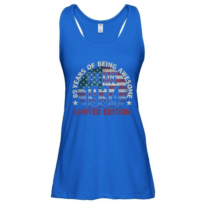 89th Birthday Gift Vintage 1934 89 Years Old Usa Flag Meaningful Gift Ladies Essential Flowy Tank