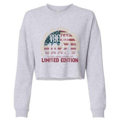 89th Birthday Gift Vintage 1934 89 Years Old Usa Flag Meaningful Gift Cropped Pullover Crew