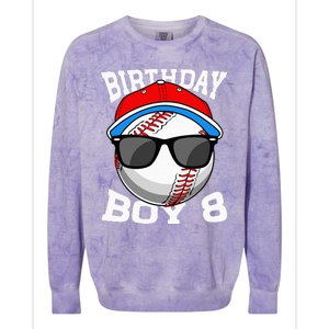 8th Birthday Gift Baseball Player 8 Years Old Colorblast Crewneck Sweatshirt