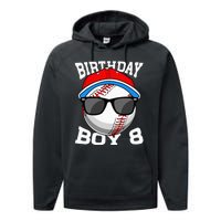 8th Birthday Gift Baseball Player 8 Years Old Performance Fleece Hoodie