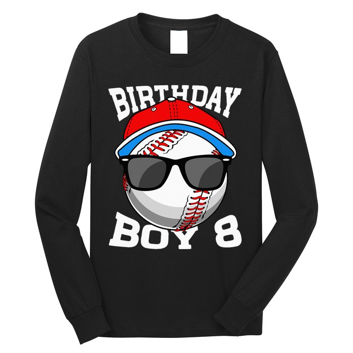 8th Birthday Gift Baseball Player 8 Years Old Long Sleeve Shirt