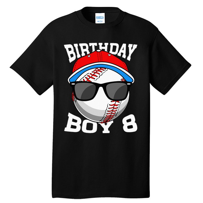 8th Birthday Gift Baseball Player 8 Years Old Tall T-Shirt