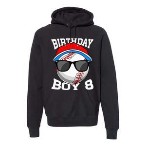 8th Birthday Gift Baseball Player 8 Years Old Premium Hoodie