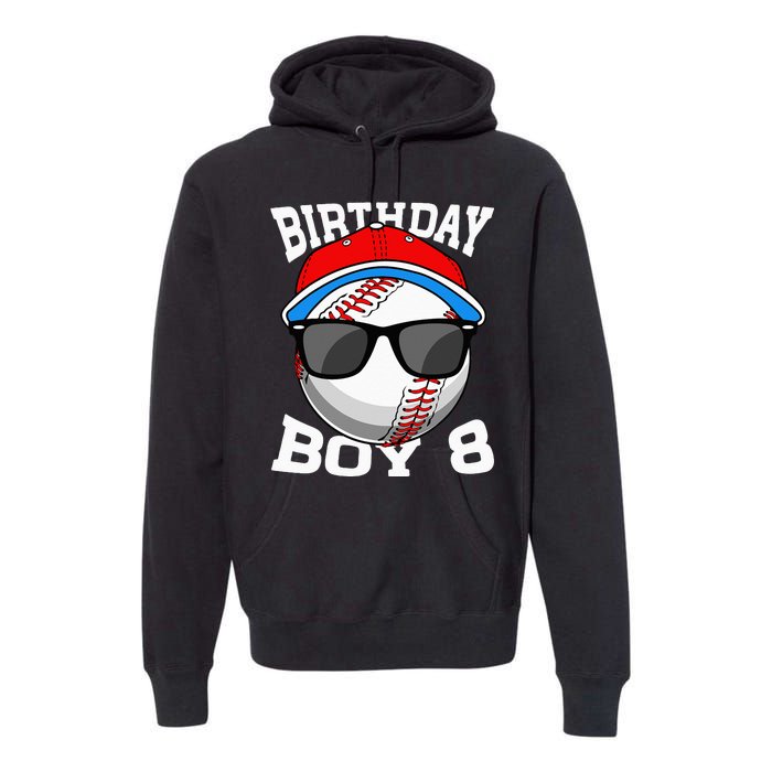 8th Birthday Gift Baseball Player 8 Years Old Premium Hoodie