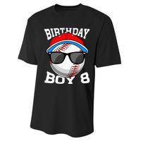 8th Birthday Gift Baseball Player 8 Years Old Performance Sprint T-Shirt