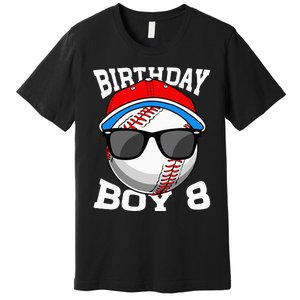 8th Birthday Gift Baseball Player 8 Years Old Premium T-Shirt