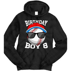 8th Birthday Gift Baseball Player 8 Years Old Tie Dye Hoodie