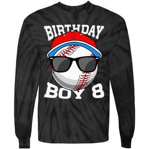 8th Birthday Gift Baseball Player 8 Years Old Tie-Dye Long Sleeve Shirt