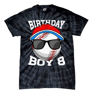 8th Birthday Gift Baseball Player 8 Years Old Tie-Dye T-Shirt