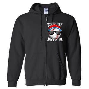 8th Birthday Gift Baseball Player 8 Years Old Full Zip Hoodie