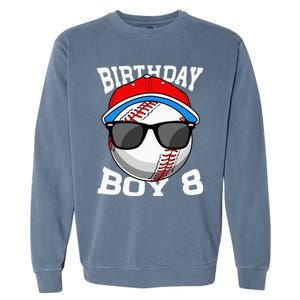 8th Birthday Gift Baseball Player 8 Years Old Garment-Dyed Sweatshirt