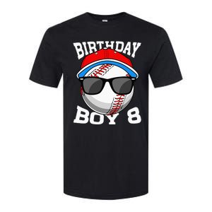 8th Birthday Gift Baseball Player 8 Years Old Softstyle CVC T-Shirt