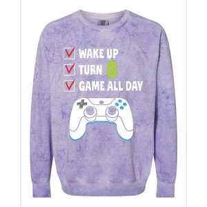 8th Birthday Gamer Video Games Gaming 8 Years Old Boy Colorblast Crewneck Sweatshirt