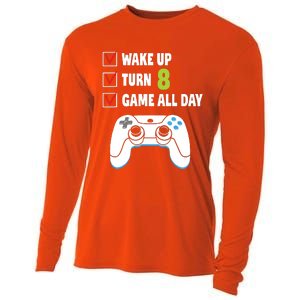 8th Birthday Gamer Video Games Gaming 8 Years Old Boy Cooling Performance Long Sleeve Crew