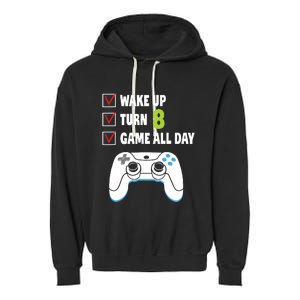 8th Birthday Gamer Video Games Gaming 8 Years Old Boy Garment-Dyed Fleece Hoodie