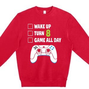 8th Birthday Gamer Video Games Gaming 8 Years Old Boy Premium Crewneck Sweatshirt