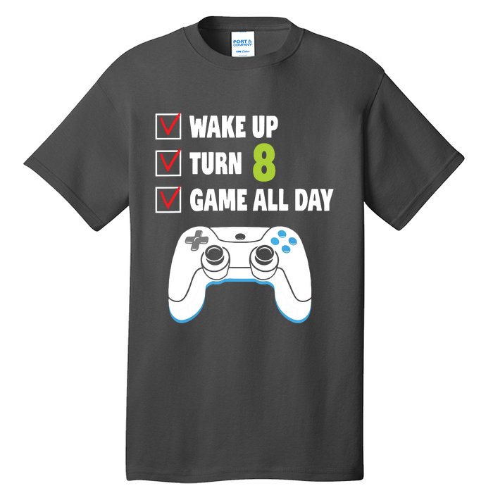 8th Birthday Gamer Video Games Gaming 8 Years Old Boy Tall T-Shirt