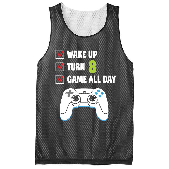 8th Birthday Gamer Video Games Gaming 8 Years Old Boy Mesh Reversible Basketball Jersey Tank