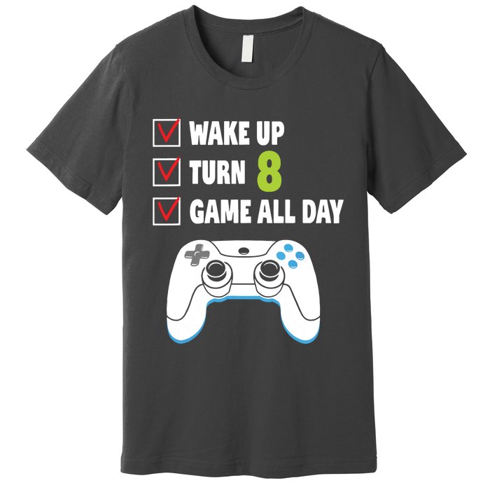 8th Birthday Gamer Video Games Gaming 8 Years Old Boy Premium T-Shirt