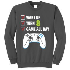 8th Birthday Gamer Video Games Gaming 8 Years Old Boy Tall Sweatshirt