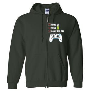 8th Birthday Gamer Video Games Gaming 8 Years Old Boy Full Zip Hoodie