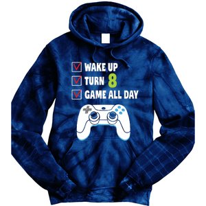 8th Birthday Gamer Video Games Gaming 8 Years Old Boy Tie Dye Hoodie