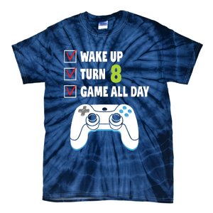 8th Birthday Gamer Video Games Gaming 8 Years Old Boy Tie-Dye T-Shirt