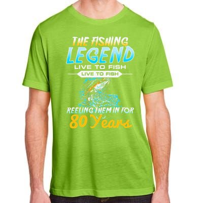 80th Birthday Gift The Fishing Legend 80 Years Fisherman Adult ChromaSoft Performance T-Shirt