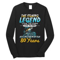 80th Birthday Gift The Fishing Legend 80 Years Fisherman Long Sleeve Shirt