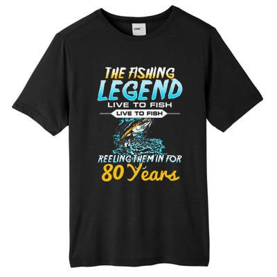 80th Birthday Gift The Fishing Legend 80 Years Fisherman Tall Fusion ChromaSoft Performance T-Shirt