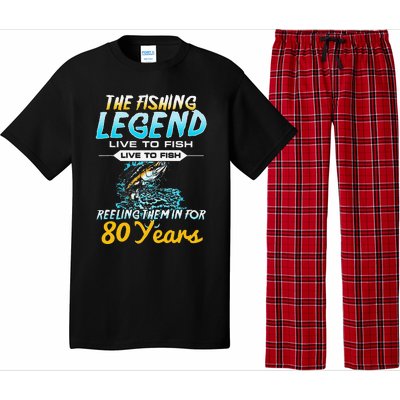 80th Birthday Gift The Fishing Legend 80 Years Fisherman Pajama Set