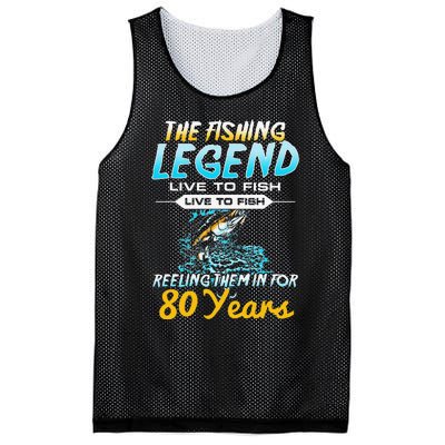 80th Birthday Gift The Fishing Legend 80 Years Fisherman Mesh Reversible Basketball Jersey Tank