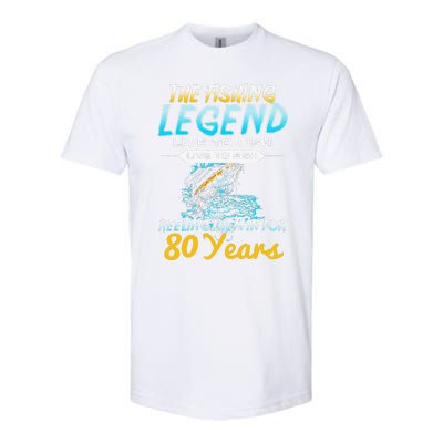 80th Birthday Gift The Fishing Legend 80 Years Fisherman Softstyle CVC T-Shirt