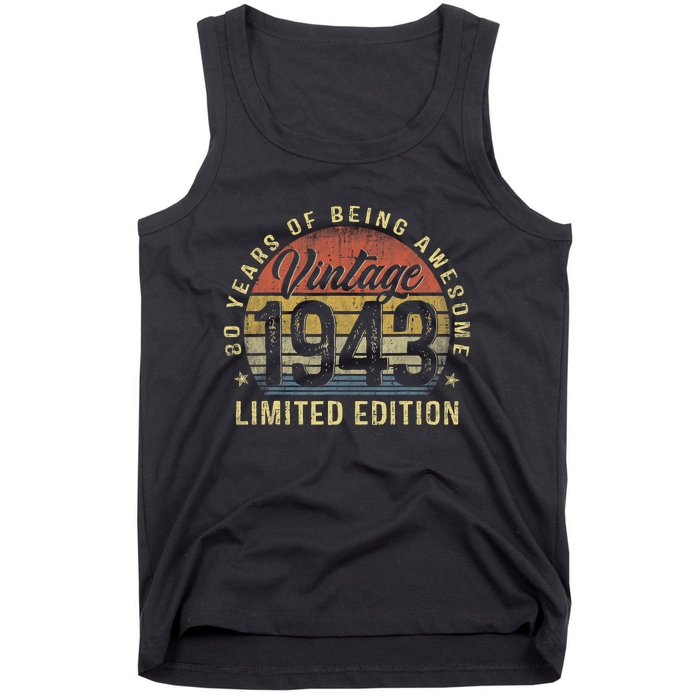 80th Birthday Gifts Vintage 1943 Limited Edition 80 Years Old Tank Top