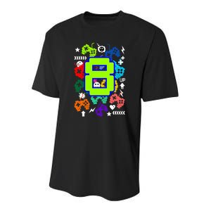 8th Birthday Gamer Its My Birthday 8 Youth Performance Sprint T-Shirt