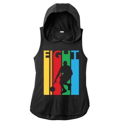 8th Birthday Gift Eight Colorful Basketball 8 Year Old Ladies PosiCharge Tri-Blend Wicking Draft Hoodie Tank