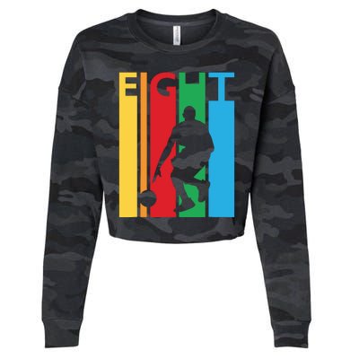 8th Birthday Gift Eight Colorful Basketball 8 Year Old Cropped Pullover Crew