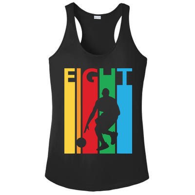 8th Birthday Gift Eight Colorful Basketball 8 Year Old Ladies PosiCharge Competitor Racerback Tank